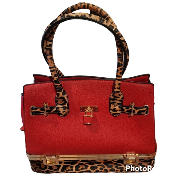 Muriell's Closet Handbags - Muriell's Closet  red and leopard purse. New without tags.